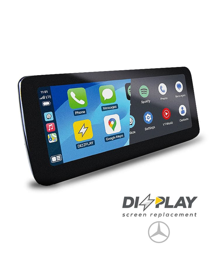 Mercedes CarPlay / Android Auto Smart Interface replacement screen supplied & fitted by BCSS in Coulsdon, Surrey, London